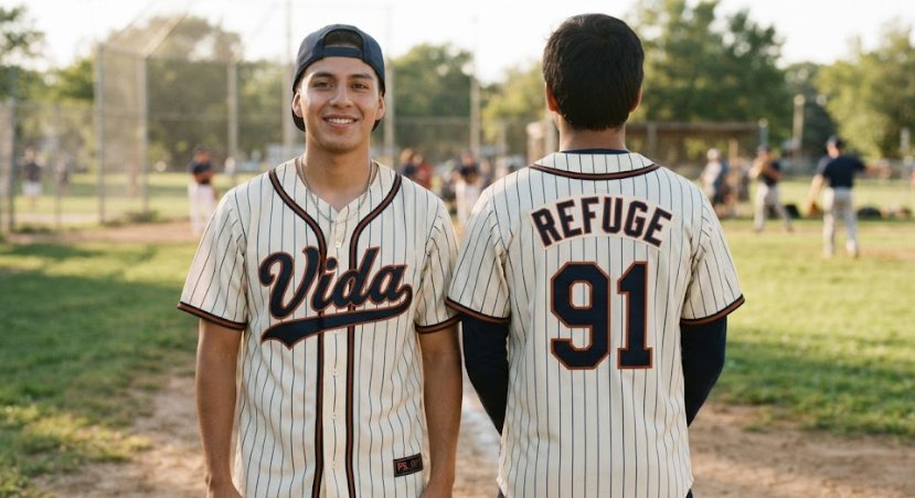 Camiseta de béisbol “Vida”: frente y espalda