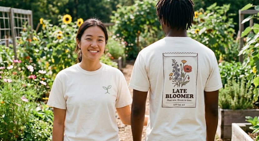 Late bloomer: frente y espalda